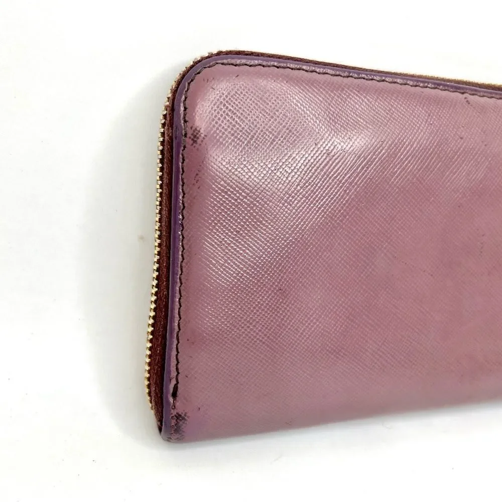Prada Purple Saffiano Leather Zippy Wallet